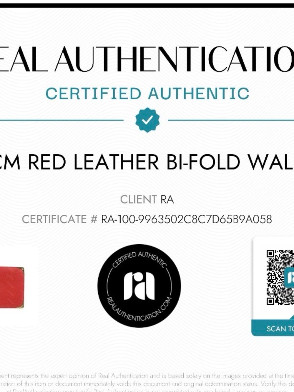 MCM Red Pebbled Leather Bifold Wallet with Gold Corner Accents - Picture 5 of 5